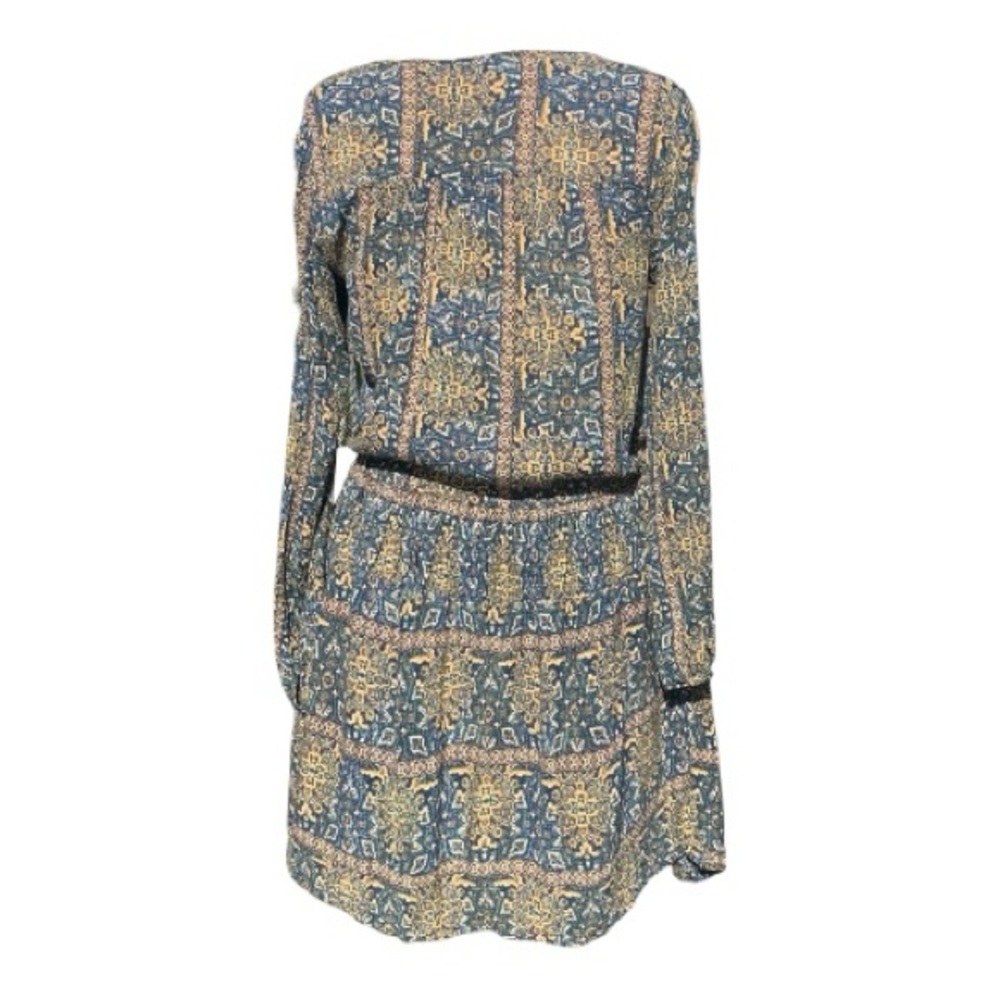 Sonoma Blue Gold Long Sleeve Mini Dress Abstract Print Lightweight Size Large - Picture 3 of 13